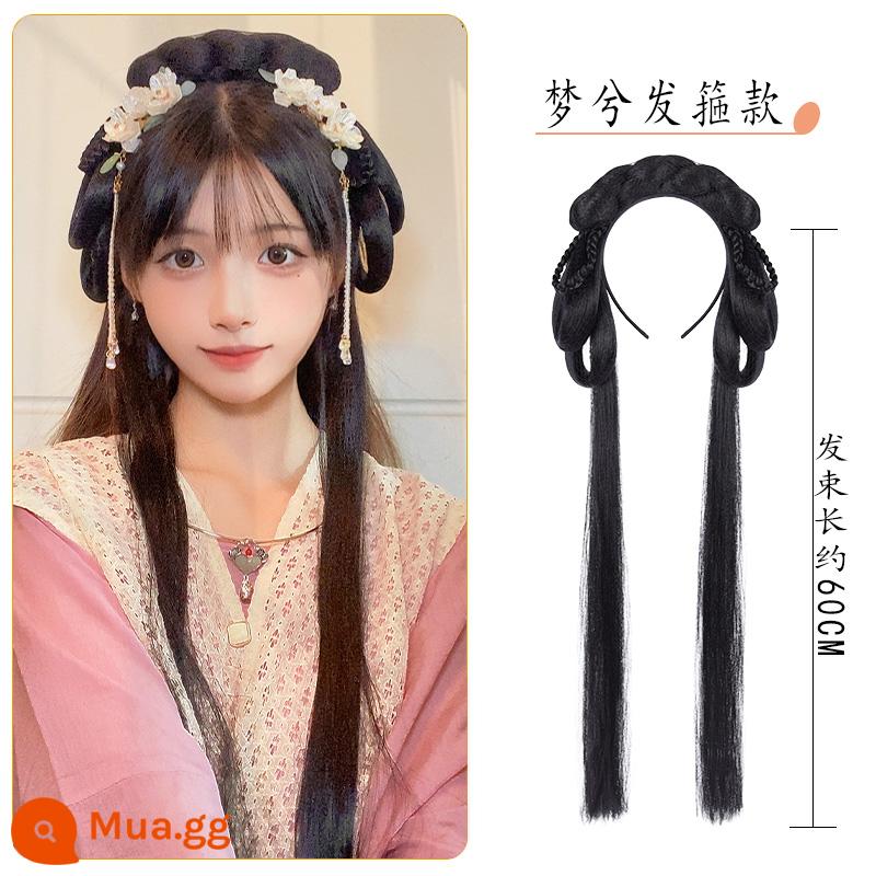 Hanfu tóc giả nguyên bộ cổ túi tóc giả 1 băng đô lười cổ trang phục tóc giả hình búi tóc mũ trùm đầu nữ - Kiểu băng đô Mengxi