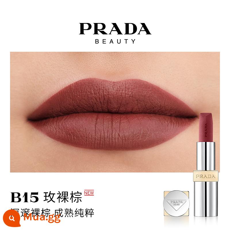 [Ưu đãi giới hạn 38] Son môi PRADA Lipstick Matte dưỡng ẩm màu nâu đỏ B03 màu nâu đất B107B101 - [MỚI]B15 nâu hồng đào