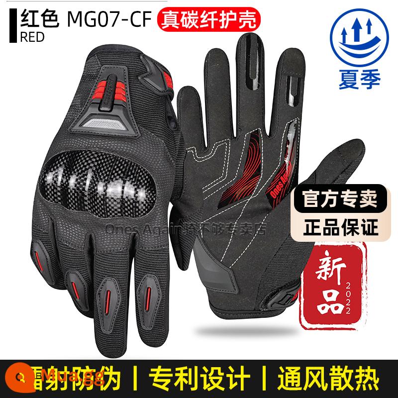 Ones Again Găng Tay Đi Xe Máy Nam Mùa Hè Người Đi Xe Máy Đua Sợi Carbon Chống Rơi Bốn Mùa Thoáng Khí - MG07-CF True Carbon Fiber-Red [Phiên bản thoáng khí mùa hè]