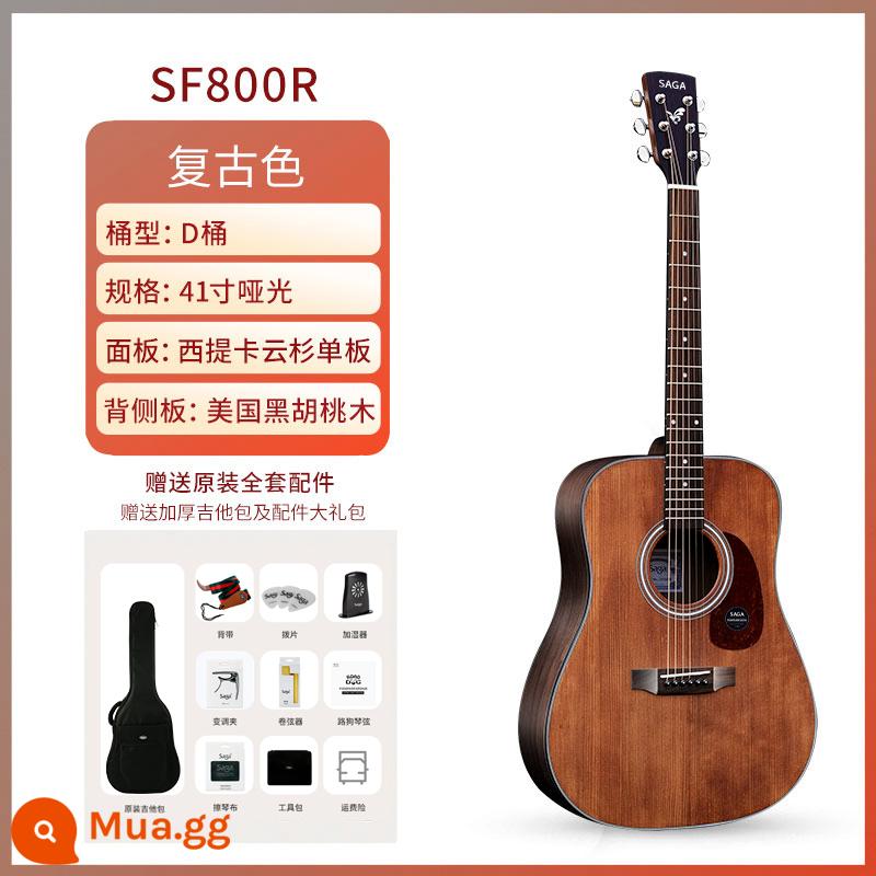 Saga Saga nâng cấp dòng 800c mới bảng đơn hàng đầu chính hãng hộp điện dân gian đàn guitar acoustic sf830 - SF800R 41 inch bo tròn các góc màu retro