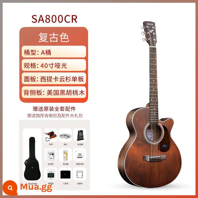 Saga Saga nâng cấp dòng 800c mới bảng đơn hàng đầu chính hãng hộp điện dân gian đàn guitar acoustic sf830 - SA800CR 40 inch khía góc màu cổ điển