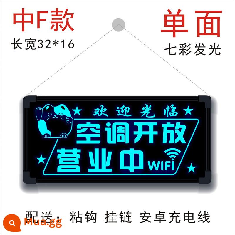 Danh sách sáng tạo phát sáng đang kinh doanh Đèn LED số nhà tùy chỉnh hai mặt nhắc nhở điều hòa không khí mở cửa chào mừng - Kiểu F một mặt trung bình, chiều dài và chiều rộng 32 * 16CM [đã sạc]