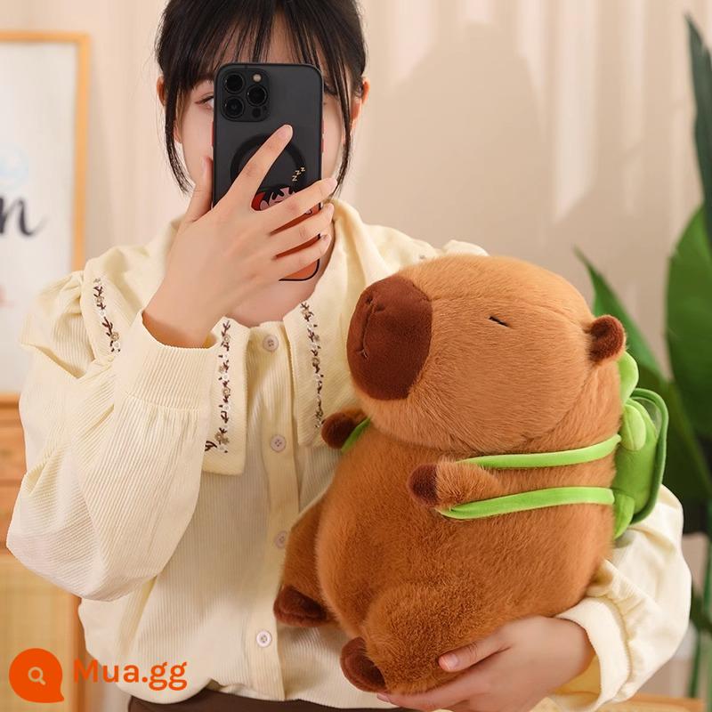 Búp bê Capybara đồ chơi sang trọng gối capybara mặt dây chuyền búp bê vải búp bê Capybara lap - Tư thế ngồi 35 cm [kiểu ba lô rùa]