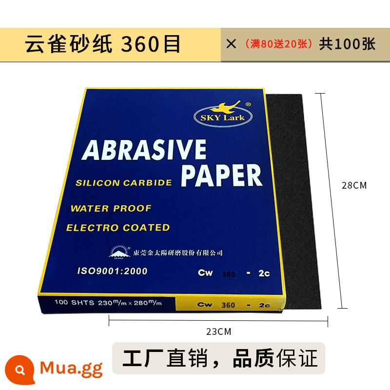 Giấy nhám Skylark mài và đánh bóng giấy nhám mịn 2000 lưới giấy nhám mài nước giấy nhám chịu mài mòn tường gỗ kim loại tạo tác - 360 lưới, 100 tờ trong một hộp