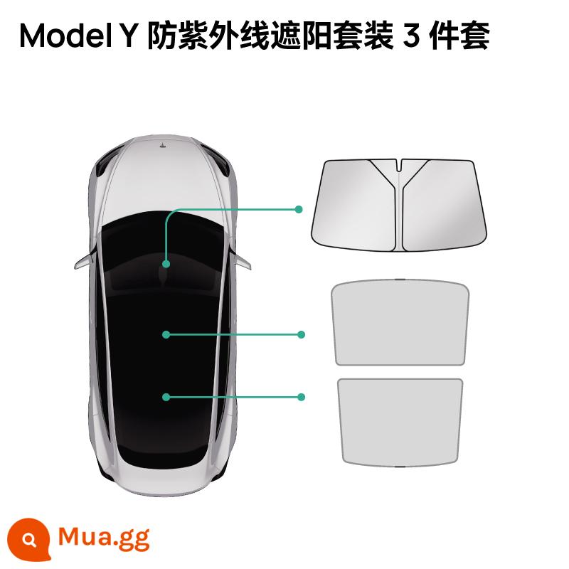 Heiluo phù hợp với tấm che nắng Tesla model3/y tấm che nắng mái che nắng chống nắng và phụ kiện rèm bầu trời cách nhiệt - Rèm che nắng cửa sổ Model Y/YP + bộ làm mát rèm che nắng phía trước