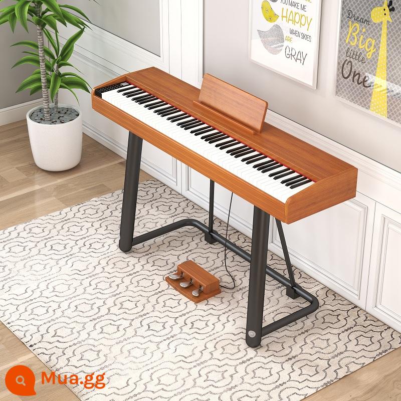 Đàn piano kỹ thuật số điện tử 88 -Key nặng Bánh búa cùng trẻ em dành cho trẻ em dành cho trẻ em kiểm tra chuyên nghiệp về cáp piano điện tử - Cấp chuyên nghiệp + phím búa nặng + ba bàn đạp + vân gỗ màu nâu