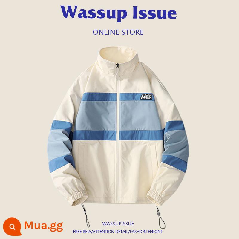 WASSUP ISSUE Đồng phục bóng chày Mỹ áo khoác dày nam cặp đôi hợp thời trang thương hiệu áo khoác bomber mùa đông - Kaki 22125