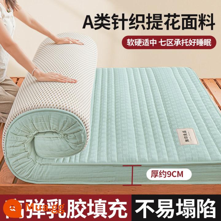 MUJI đệm cao su phòng ngủ nhà mùa thu đông ký túc xá sinh viên giường đơn nệm xốp đệm - (Độ dày khoảng 9CM) Muji-Green [Vải dệt kim loại A + kiểu cao su siêu dày 5 lớp nâng cấp]