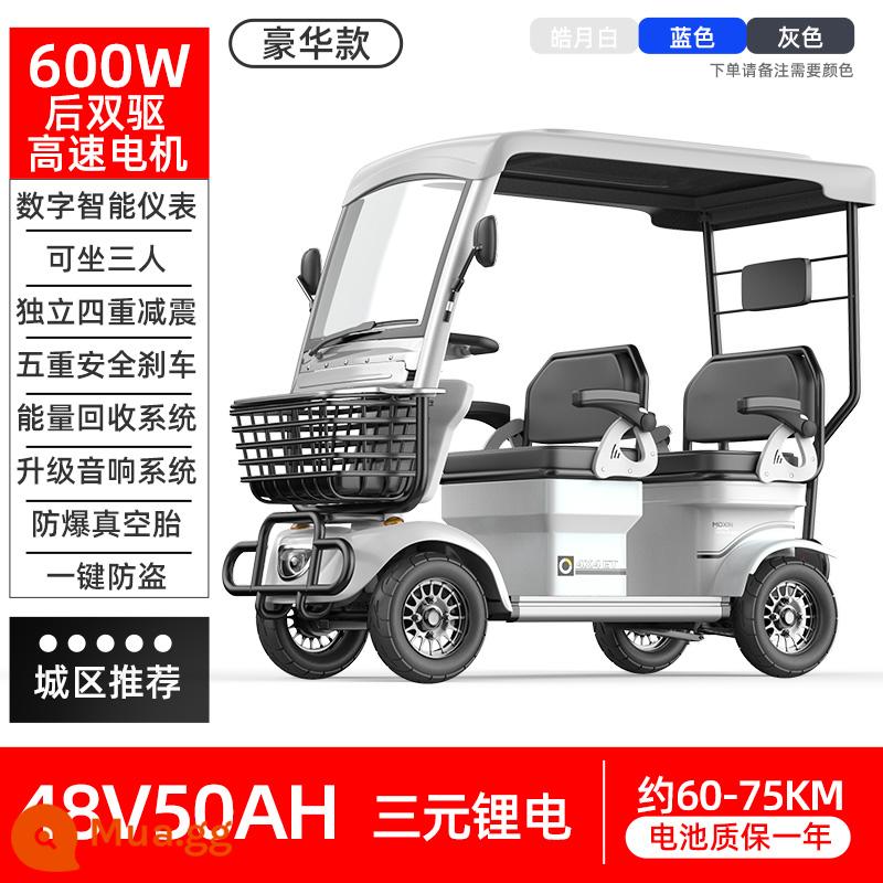 Xe điện bốn bánh minibus mới dành cho người già xe tay ga tham quan xe đạp điện hộ gia đình xe điện đưa đón trẻ em - Pin lithium ba chiều 48V50A