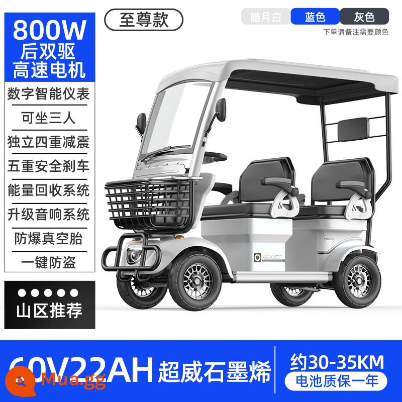 Xe điện bốn bánh minibus mới dành cho người già xe tay ga tham quan xe đạp điện hộ gia đình xe điện đưa đón trẻ em - Graphene 60V23A Triều Vĩ