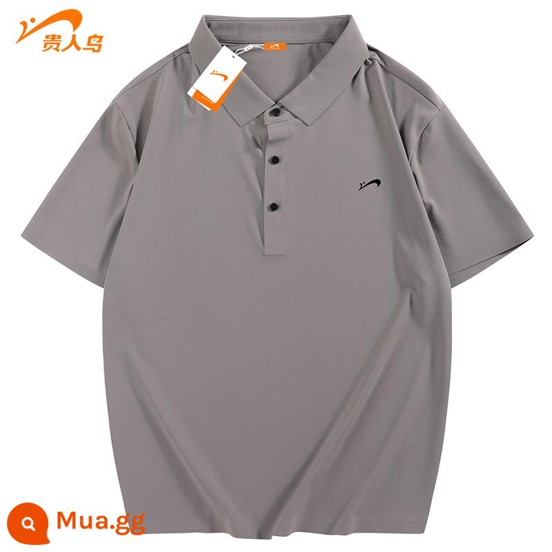 Áo polo lụa băng chim cao quý bố mặc áo thun ngắn tay bố trung niên thể thao mùa hè quần áo nhanh khô - Nâu [kiểu N]