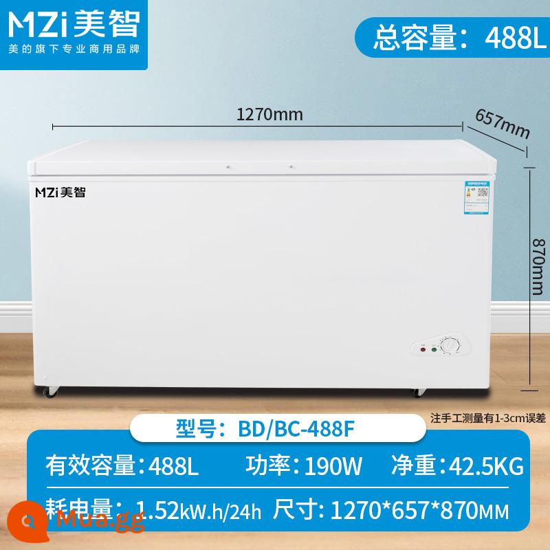 Tủ đông Midea Michi thương mại tủ đông phẳng tủ đông công suất lớn tủ lạnh nhà bếp 1 cửa tủ đông 2 cửa tủ trưng bày - Cửa đơn 488L [model dày] 1270*660*894