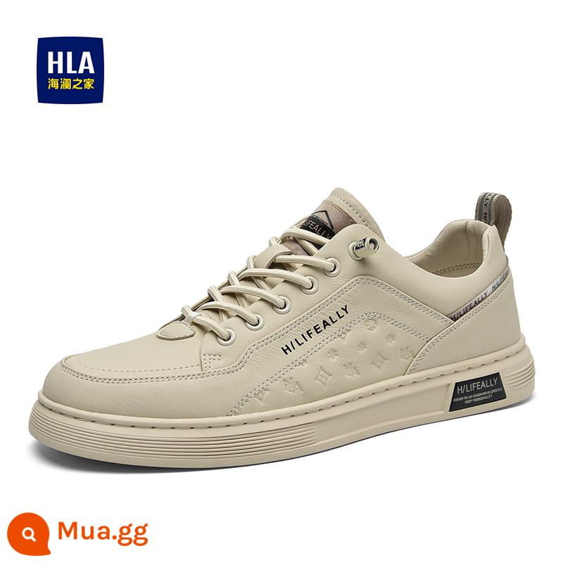 HLA/ Hailan House Giày Nam Xuân Thu 2023 Xu Hướng Mới Giày Sneaker Nam Nhỏ Màu Trắng Đa Năng Giày Da Thoáng Khí Hợp Thời Trang - Màu cát[Hình ảnh chính]