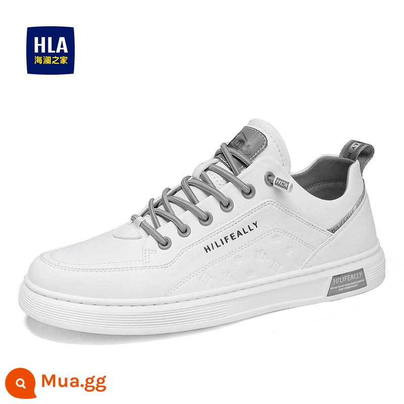 HLA/ Hailan House Giày Nam Xuân Thu 2023 Xu Hướng Mới Giày Sneaker Nam Nhỏ Màu Trắng Đa Năng Giày Da Thoáng Khí Hợp Thời Trang - Màu xám[hình ảnh chính]