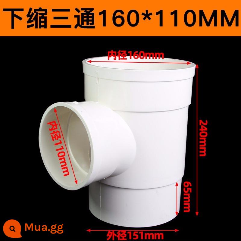 khuỷu tay giảm miệng dầm nhựa PVC 110 đến 5075 tee trực tiếp 50 phụ kiện thoát nước giảm độ uốn cong phần mở rộng nước - Miệng tia 160*110mm