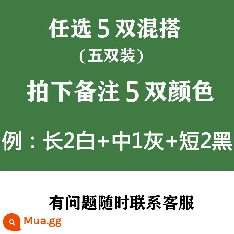 Vớ trắng nam nữ vớ ống giữa mỏng mùa hè vớ đen nam Zhuji vớ thể thao bé trai cotton nguyên chất - 5 đôi tùy bạn lựa chọn