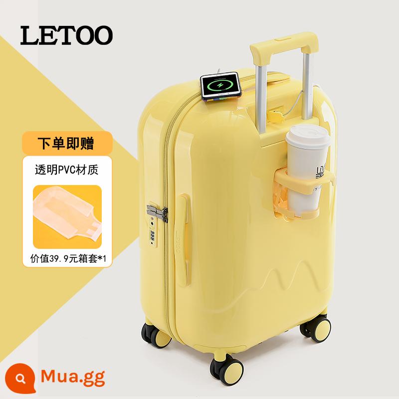 Letoo đỏ xe đẩy vali 2023 đám cưới mới vali nữ của hồi môn mật khẩu vali 24-inch hộp của hồi môn - màu vàng