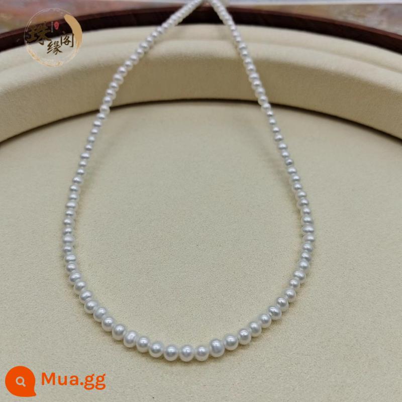 Chuỗi hạt giống cây kê collarwater nước ngọt tự nhiên Vòng cổ nhỏ Vòng cổ Pearl Semi được hoàn thành DIY Vật liệu thủ công DIY - Dây gần tròn màu trắng tự nhiên 3-4mm