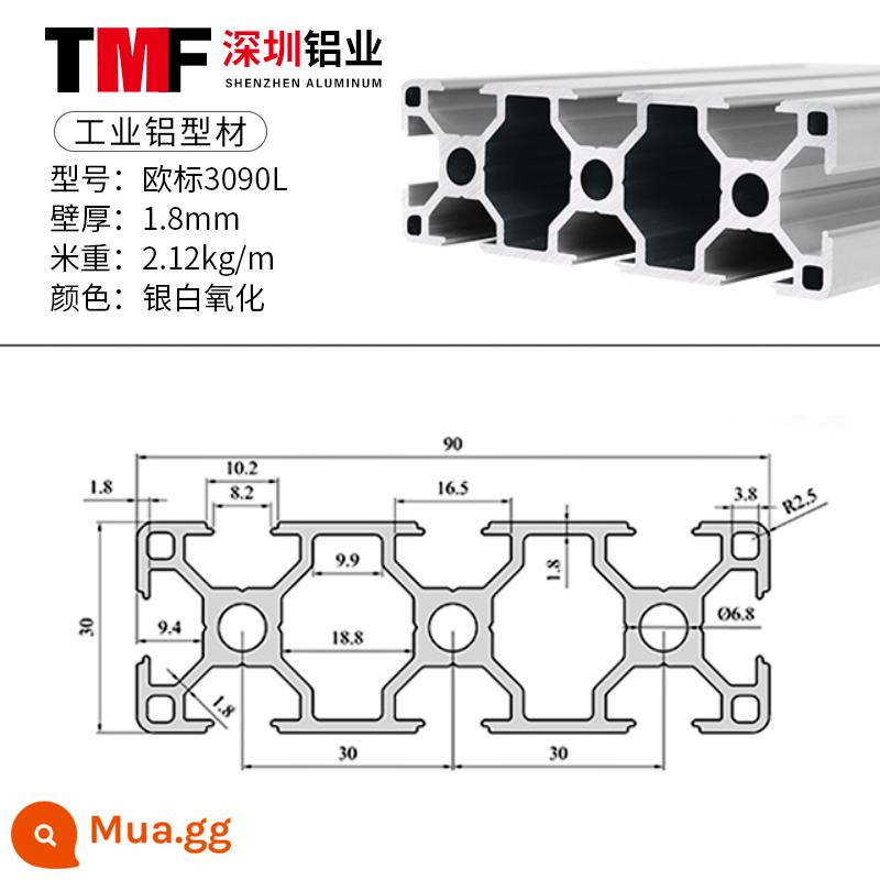 Vật liệu đùn nhôm công nghiệp 3030 Vật liệu đùn nhôm tiêu chuẩn Châu Âu Hợp kim nhôm 3060 profile ống vuông hợp kim nhôm khung thiết bị 3090 - Tiêu chuẩn Châu Âu 3090L