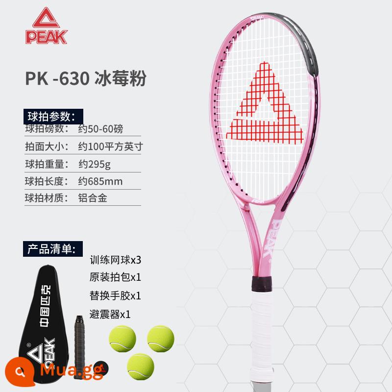 Vợt Tennis PEAK/Đỉnh Cao Chính Hãng Tennis Huấn Luyện Đàn Hồi Carbon Người Mới Bắt Đầu Trưởng Thành Đại Học Vợt Tennis - Bột đá dâu hợp kim cao cấp PK 630 (gói quà 3 viên tùy chọn dành cho người mới bắt đầu)