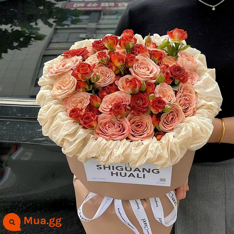 Retro Cappuccino Rose Bouquet Flower Express Hàng Châu Quảng Châu Thâm Quyến Thành phố Thượng Hải Giao hàng sinh nhật cho bạn gái - [Tình yêu và Lãng mạn] 19 cappuccino + bong bóng