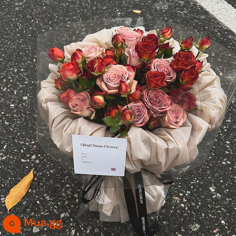 Retro Cappuccino Rose Bouquet Flower Express Hàng Châu Quảng Châu Thâm Quyến Thành phố Thượng Hải Giao hàng sinh nhật cho bạn gái - [Lãng mạn trên thế giới] 9 bó hoa cappuccino + sô cô la bong bóng