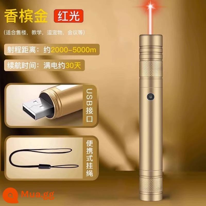 Bút Laser Đèn pin đèn laser tầm xa ánh sáng mạnh hồng ngoại ánh sáng xanh con trỏ đèn laser công suất cao sạc lumens - Vàng sâm panh [ánh sáng mạnh tầm xa ⭐ giao diện sạc usb ⭐ dây buộc miễn phí] đèn đỏ