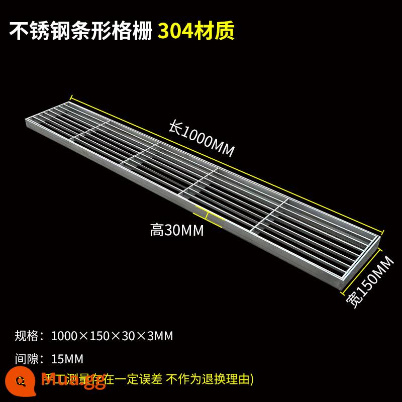 Tùy chỉnh 304 Thép không gỉ dải lưới tản nhiệt vườn vườn mưa Mules Courtyard Sewer Sewer Cover Cover Spot 201 - Chất liệu 304 1000*150*30*3