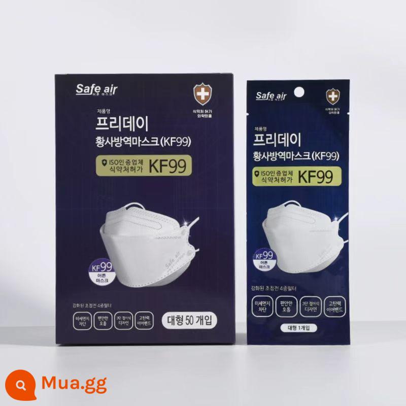 Khẩu trang Kf94 nhập khẩu từ Hàn Quốc cấp y tế chính hãng mùa thu và mùa đông thoáng khí loại miệng cá đóng gói độc lập màu đen và trắng - KF99 trắng 50 miếng chứa vi khuẩn