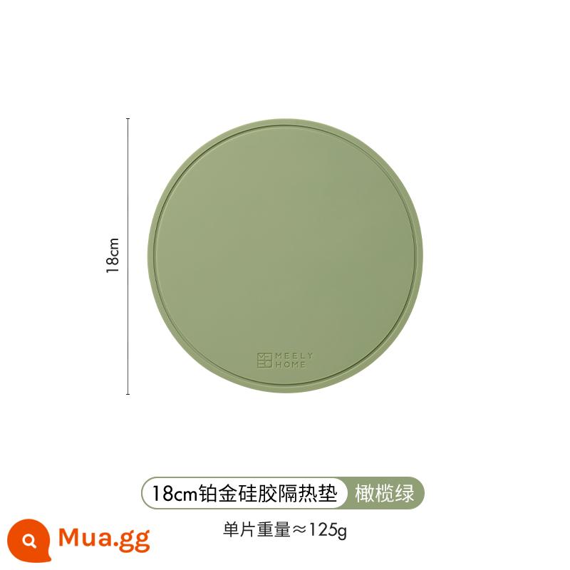 Thảm cách nhiệt bằng silicone meelyhome Thảm lót bàn ăn chống bỏng Thảm lót bát đĩa Thảm lót bát đĩa Thảm lót bàn ăn chịu nhiệt độ cao - Tấm lót đĩa cách nhiệt bằng silicon bạch kim 18cm [Xanh ô liu]