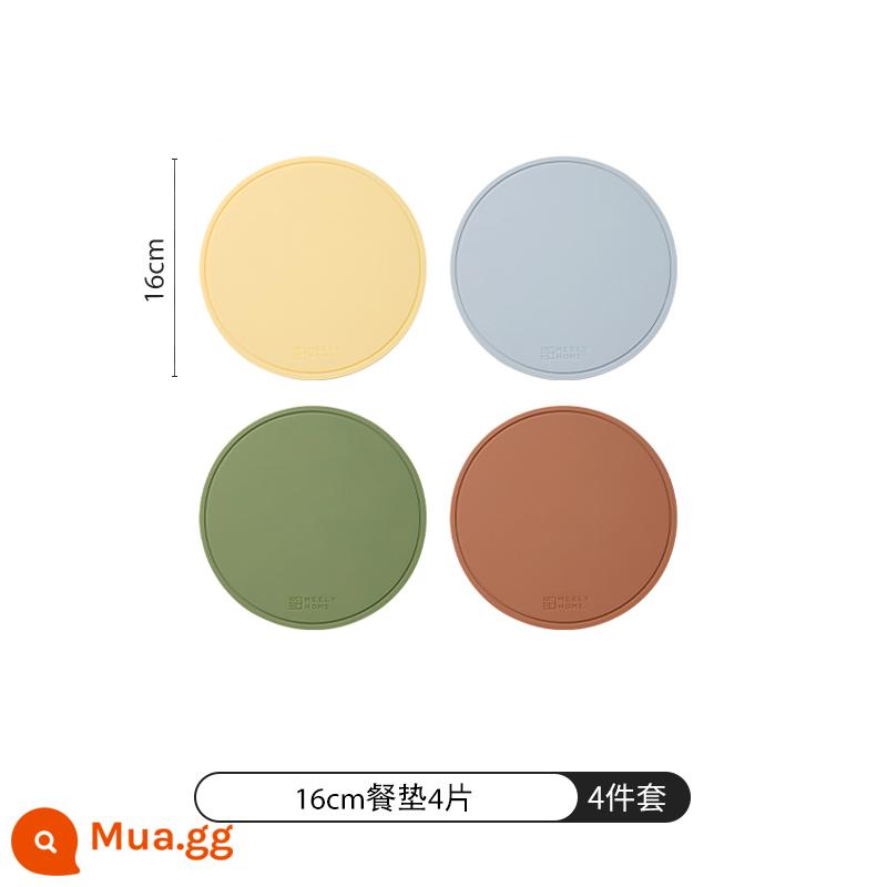 Thảm cách nhiệt bằng silicone meelyhome Thảm lót bàn ăn chống bỏng Thảm lót bát đĩa Thảm lót bát đĩa Thảm lót bàn ăn chịu nhiệt độ cao - 16cm Màu hỗn hợp 4 miếng [Bạch kim Silicone] Loại A