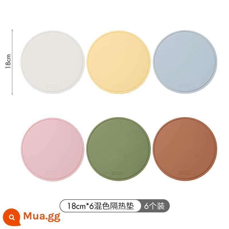 Thảm cách nhiệt bằng silicone meelyhome Thảm lót bàn ăn chống bỏng Thảm lót bát đĩa Thảm lót bát đĩa Thảm lót bàn ăn chịu nhiệt độ cao - [Gói 6] Tấm lót vị trí silicon bạch kim 18cm 6 miếng