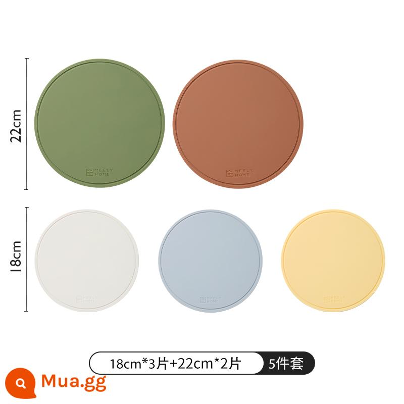 Thảm cách nhiệt bằng silicone meelyhome Thảm lót bàn ăn chống bỏng Thảm lót bát đĩa Thảm lót bát đĩa Thảm lót bàn ăn chịu nhiệt độ cao - Chân dung gia đình - phối màu (3 miếng lót đĩa 18cm + 2 giá đỡ ổ gà)