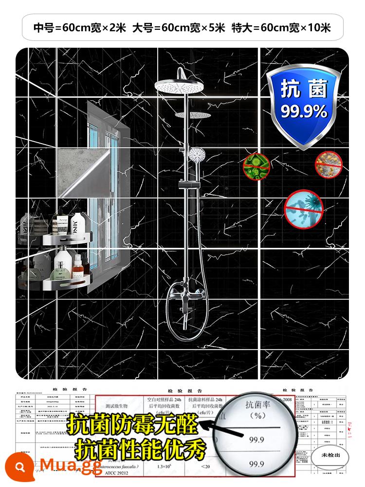 Bột phòng tắm miếng dán chống thấm nước chống ẩm tường nhà vệ sinh gạch dán tường tự dính chịu nhiệt độ cao che khuyết điểm giấy dán tường giấy dán tường - [Kẻ sọc lớn] Phong cách công nghiệp Màu đen★Phong cách siêu dày chống vi khuẩn và nấm mốc