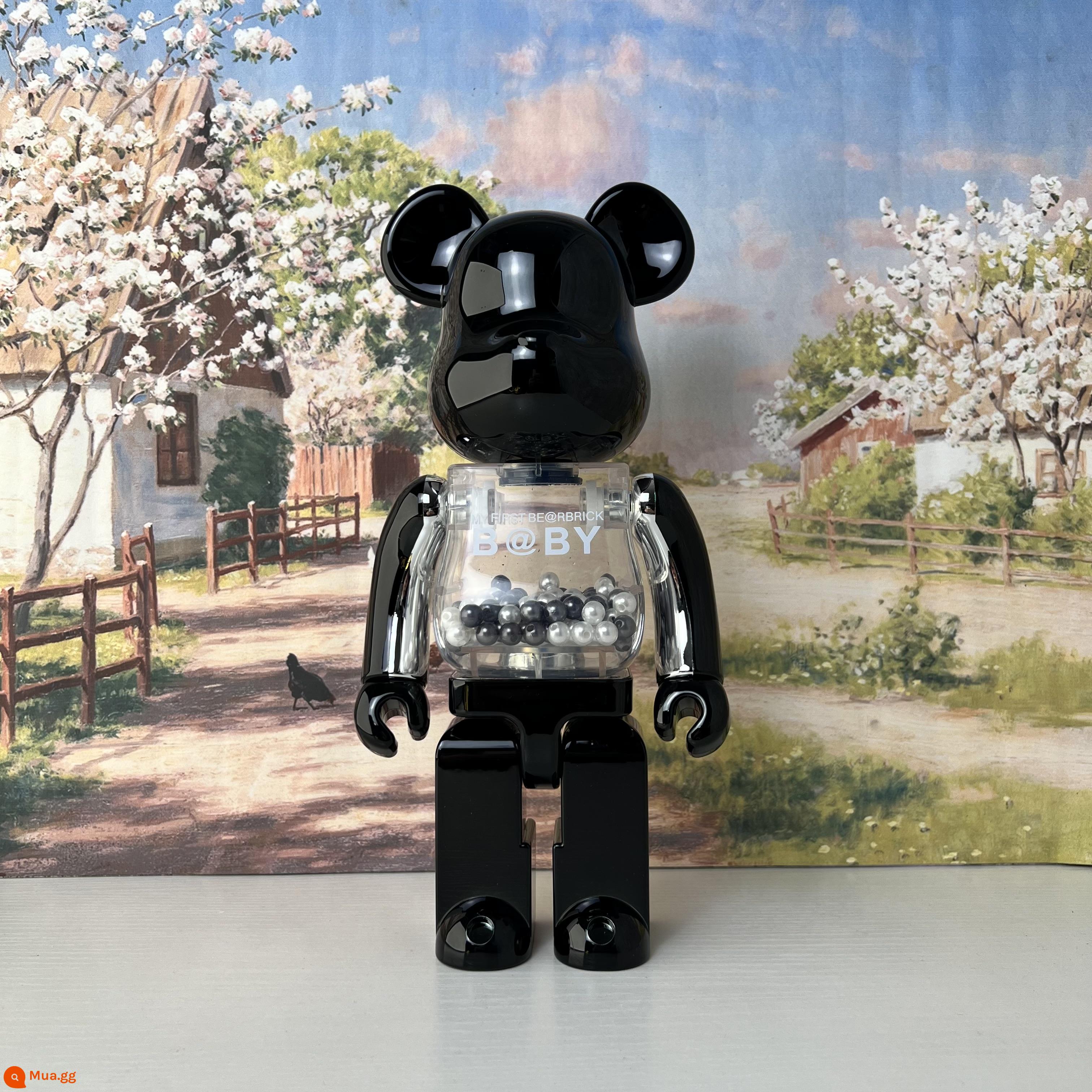 Bearbrick400% bạo lực gấu bầu trời đầy sao Qianqiu khối xây dựng gấu trang trí phòng khách Triều chơi mù hộp mô hình búp bê - Mạ điện đen bạc (model cao cấp-khớp bấm)