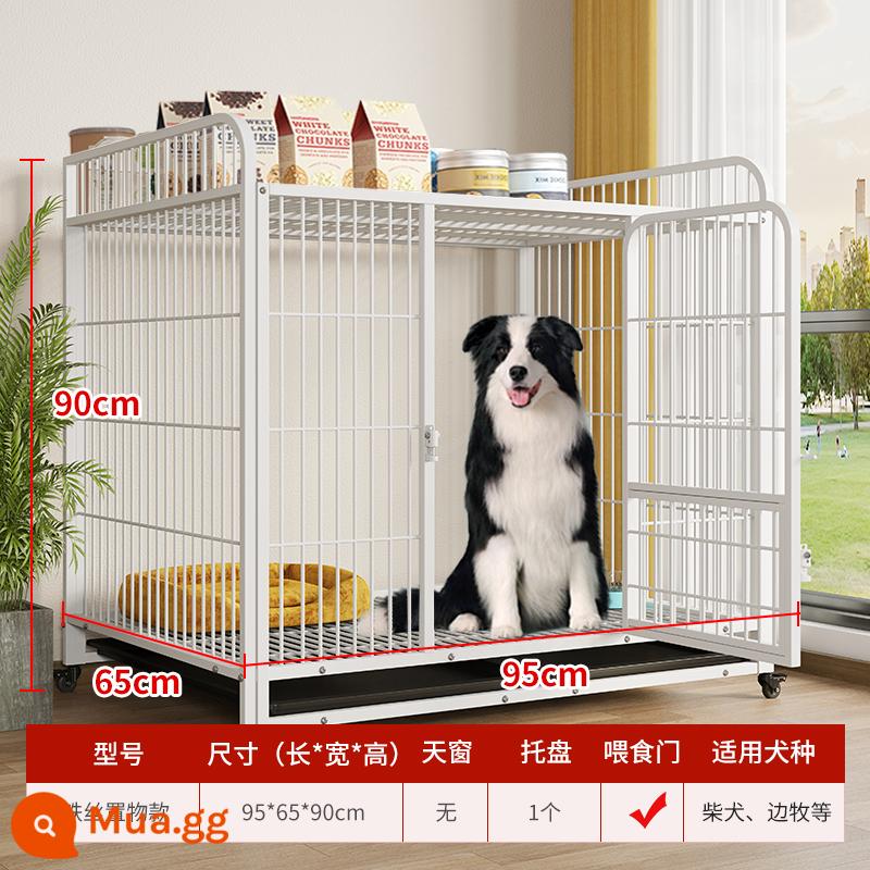 Chuồng chó cỡ trung bình cho chó lớn trong nhà có nhà vệ sinh Border Collie lồng thú cưng nhỏ Golden Retriever cũi chuồng chó hàng rào chó - [Trắng] Model lưu trữ dây "95*65*90" (trong vòng 60 pound)