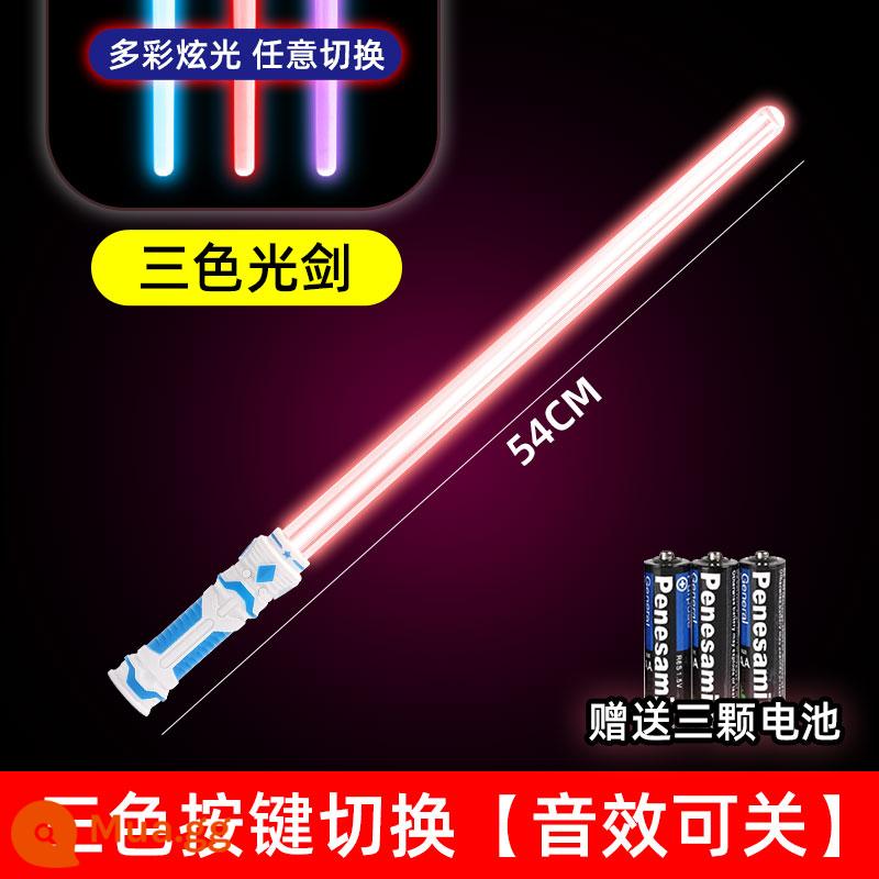 Ánh Sáng Saber Thanh Kiếm Laser Chiến Tranh Giữa Các Vì Sao Có Thể Thu Vào Không Đèn Ống Chính Hãng Đèn Laser Lên Dính Douyin Trang Đồ Chơi - Ba màu [thanh kiếm đơn 54CM] với hiệu ứng ánh sáng và âm thanh - pin miễn phí