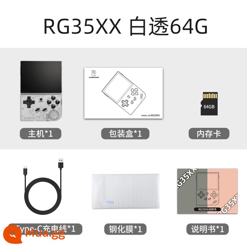 ANBERNIC RG35XX phong cách cổ điển máy chơi game arcade mini di động Gameboy GBA cầm tay tuổi thơ hoài cổ máy chơi game - Cấu hình tiêu chuẩn 64G trong suốt RG35XX màu trắng (5000+ game)