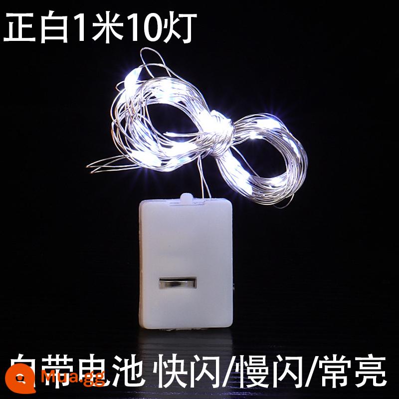 Đèn LED nhỏ màu đèn nhấp nháy chuỗi đầy sao dây đồng đèn gian hàng chợ đêm đèn trang trí bánh sinh nhật sắp xếp đèn thắt lưng - Đèn Zhengbai 1m 10 [có pin riêng]