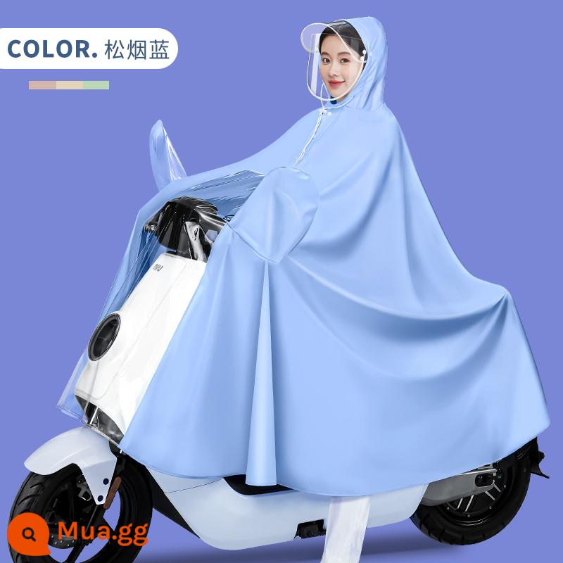 Áo mưa xe điện chống nước toàn thân mưa lớn xe máy người lớn dày poncho chống mưa xe đạp điện đôi - 3xl có ốp gương - xanh khói thông [nâng cấp chất liệu + chống mưa]