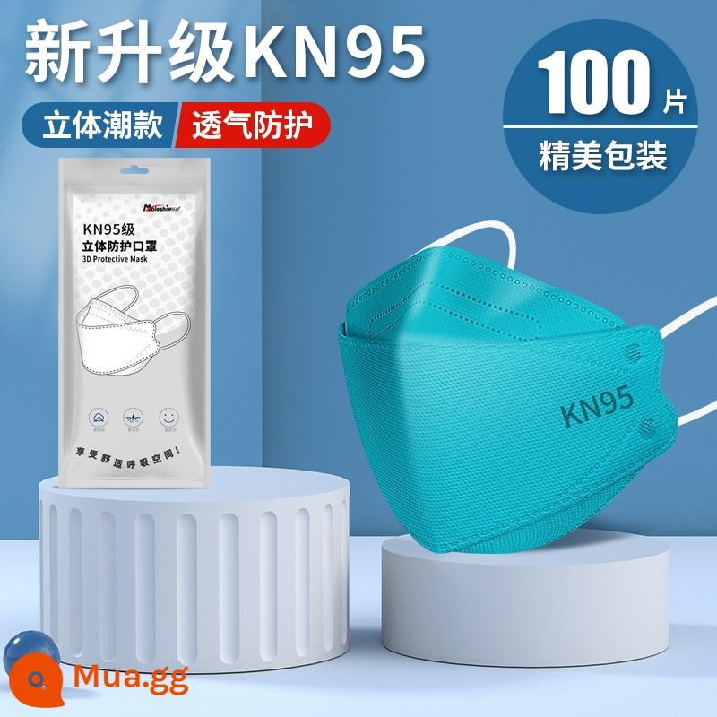 Mặt nạ kn95 bảo vệ 3D ba chiều dành cho người lớn dùng một lần cao cấp nữ không trang điểm có giá trị cao nam Hàn Quốc hợp thời trang đích thực - [KN95] Xanh 100 miếng-[Gói không riêng lẻ]