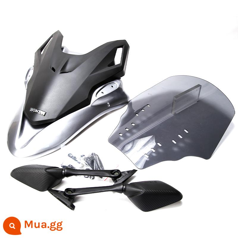 Thích hợp cho kính chắn gió sửa đổi Honda PCX160, kính chắn gió phía trước Fosha, bộ kính chắn gió phía trước để nâng cao mặt trước - [Honda PCX160] Bộ kính chắn gió cơ mới màu bạc - đen