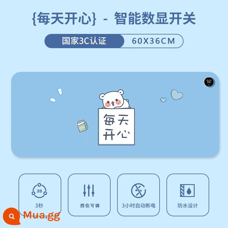 Làm nóng miếng lót chuột sưởi ấm máy tính văn phòng sinh viên máy tính để bàn tay ấm hơn bàn lớn ấm hơn thích hợp cho Xiaomi 1623 - Hạnh phúc mỗi ngày [60 * 36CM] [Màn hình kỹ thuật số thông minh + 6 mức điều chỉnh nhiệt độ + hẹn giờ 3 giờ]