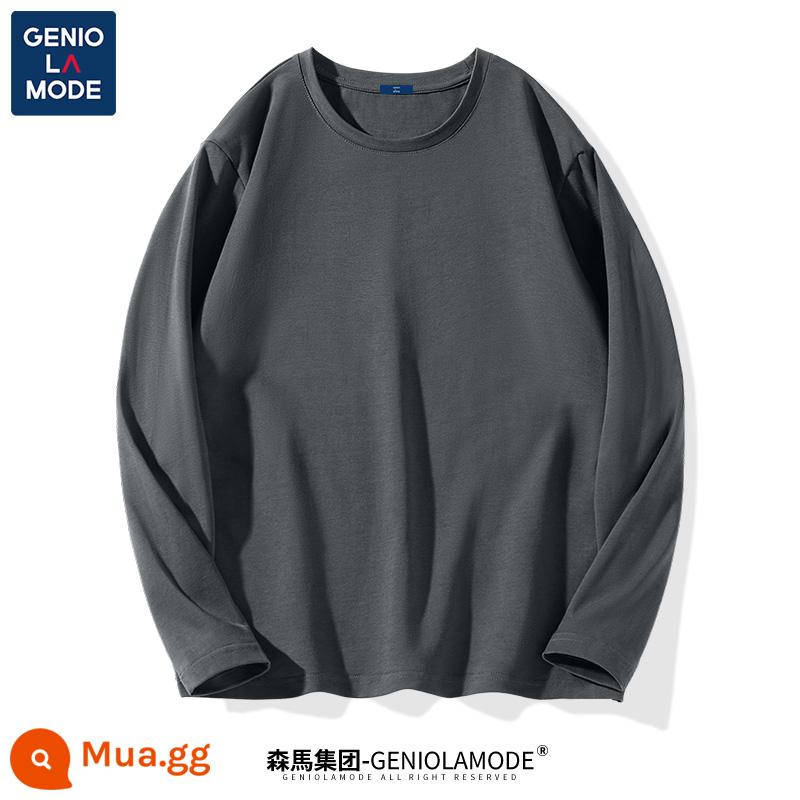 Semir Group GENIOLAMODE Áo thun nam nặng tay mùa hè màu trơn Quần lót cotton rời R - [Cotton nguyên chất dài T] Xám đậm (màu trơn)