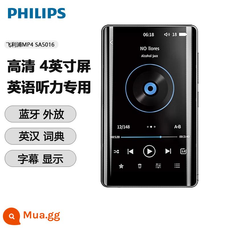 Philips sa5016mp4 Máy nghe nhạc bluetooth mp3 Walkman phiên bản học sinh học sinh cấp 3 luyện nghe tiếng anh đặc biệt - đen