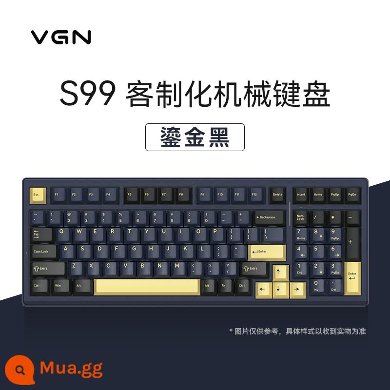 VGN S99 sức mạnh chơi game ba chế độ có thể thay nóng một phím có rãnh GASKET cấu trúc Bàn phím cơ tùy chỉnh - Mạ vàng đen