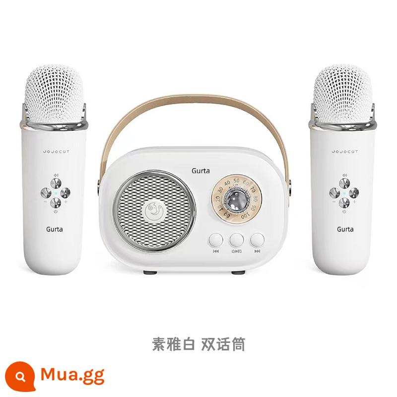 Gurta âm thanh micro karaoke bluetooth loa gia đình KTV nhỏ hát karaoke gia đình micro âm thanh Tất cả - Micro kép màu trắng thanh lịch