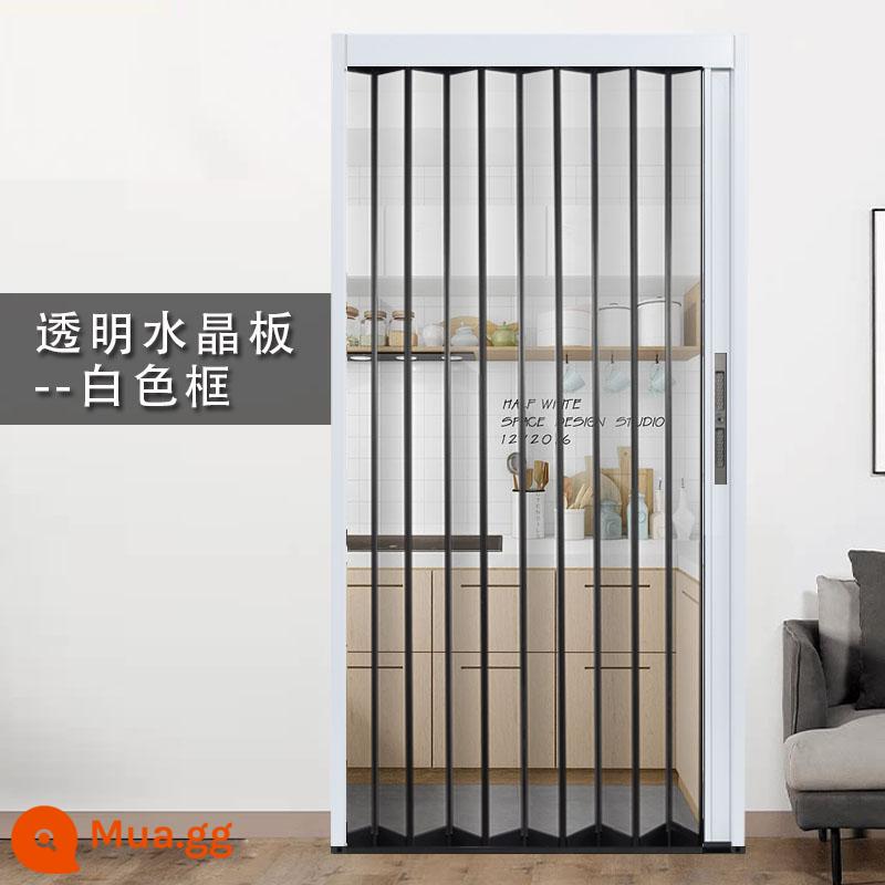 Hợp kim nhôm trong suốt tấm pha lê acrylic cửa trượt vô hình phòng ngủ nhà bếp vách ngăn điều hòa không khí mà không cần đục lỗ - [Tấm pha lê trong suốt/có thể truyền khí/khối khói dầu] khung trắng