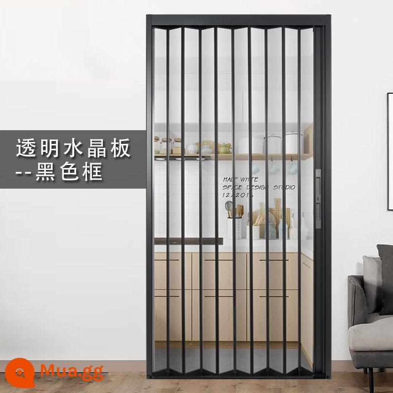 Hợp kim nhôm trong suốt tấm pha lê acrylic cửa trượt vô hình phòng ngủ nhà bếp vách ngăn điều hòa không khí mà không cần đục lỗ - [Tấm pha lê trong suốt/có thể truyền khí/khối khói dầu] khung màu đen