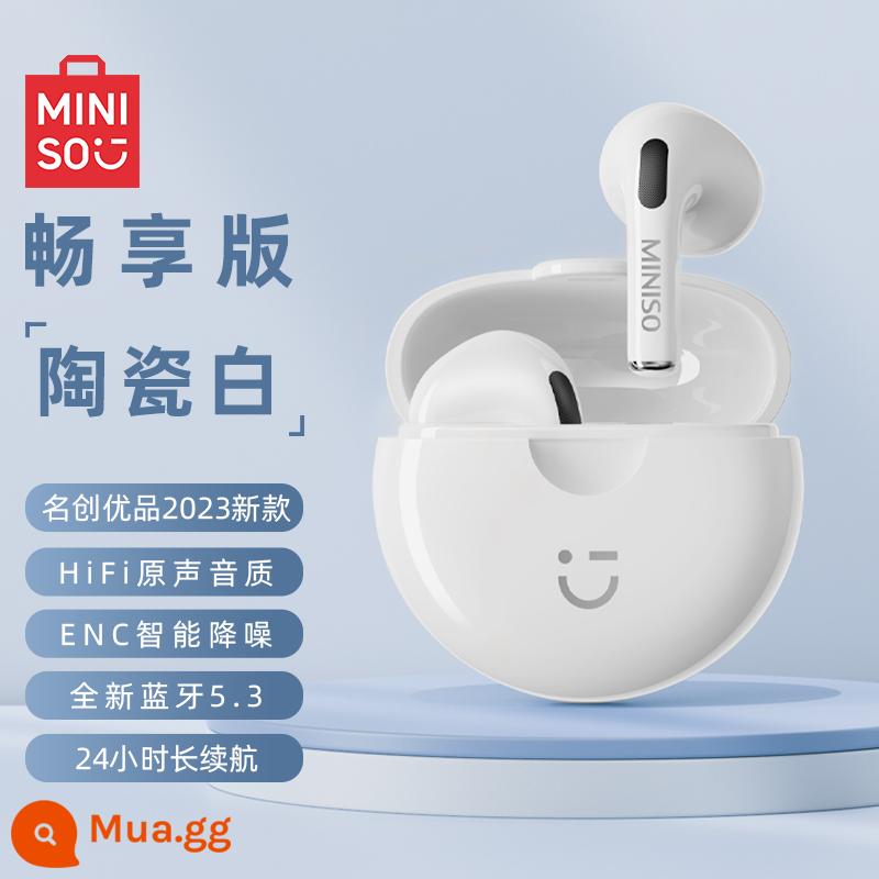 Tai nghe Bluetooth chất lượng cao MINISO không dây chất lượng cao thể thao 2023 mẫu mới phù hợp cho Huawei và Apple giảm tiếng ồn - Phiên bản Enjoy - Màu trắng gốm [Âm thanh nổi CD & Giảm tiếng ồn thông minh ENC @Tuổi thọ pin siêu dài]